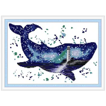 Svet kitov Vzorce, ki Štejejo Navzkrižno Šiv DIY 11CT 14CT Navzkrižno Šiv Določa Kitajski Navzkrižno stitch Kit Vezenje Needlework