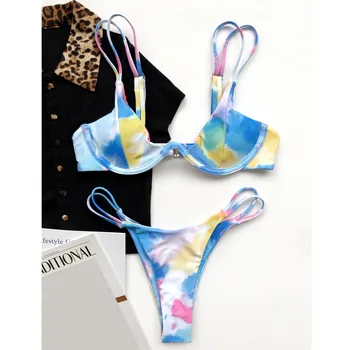 Ženske Plavanje Nastaviti Tiskanje Kopalke Modni Kopalke Plažo Bikini Traje De Bano Mujer Podložen Modrček, kopalke Plavati Obrabe