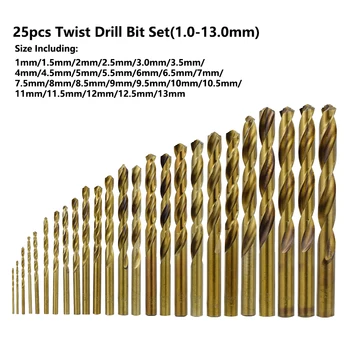 CMCP 1.0-13mm Twist Drill Bit Nastavite 13/19/25pcs Kobalt, Prevlečeni HSS Pištolo Sveder Sveder Za Les/Kovina Luknjo Rezalnik Vrtanje
