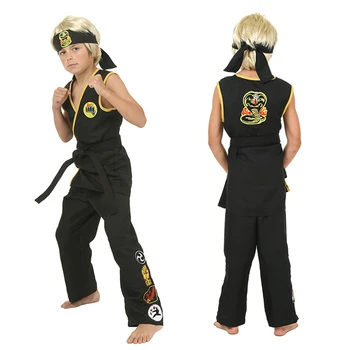 Halloween cosplay kostum otrok luxury black karate taekwondo kostum
