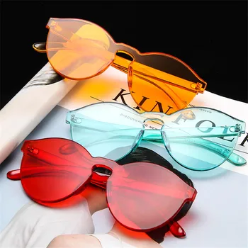 Edinstven rimless sončna očala ženske 2020 trending izdelkov visoke kakovosti rdeča rumena vijolična vijolična oranžna brez okvirjev oculos feminino