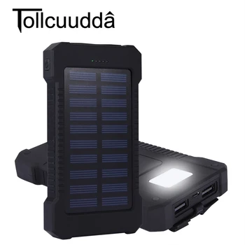 Sončna energija Banke Nepremočljiva 10000mAh Solarni Polnilnik 2 Vrat USB, Zunanji Polnilnik Sončne Powerbank za Pametni telefon z LED Luči