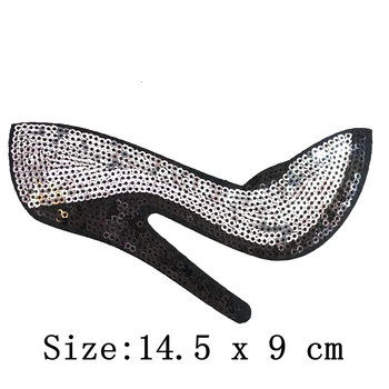 20PCS Železa na Obliži za Oblačila 14.5x9cm 3D Visoko peto Čevlje Sequins Obliž za Oblačila Moda Beading Vezenje Nalepke