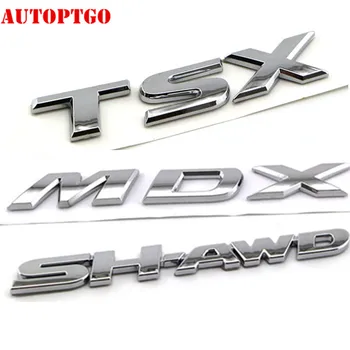 Srebro Avto Zadaj Prtljažnik 3D Pismo MDX TSX SH-AWD Emblem Nalepke Značko Decal Za Acura