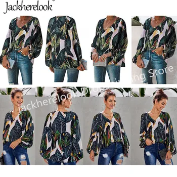Jackherelook Jamajka Zastavo, Tiskanje Seksi Žensk Bluze Plus Velikost Svoboden Vrhovi Tee Moda Chemisier Ženske Pomlad Long Sleeve Majica