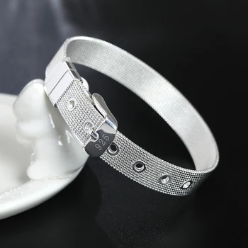 DOTEFFIL 925 Sterling Srebro 10 mm Watchband Zapestnica Za Ženske, Moškega, Poroka Udejstvovanje Stranka Modni Nakit
