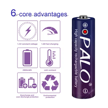 PALO 2800mWh AA1.5 Litij-ionska Baterija 1,5 V AA polnilne pre-polnjenje baterije+1,5 V AA baterija li-ion polnilnik primeru polnilnik usb
