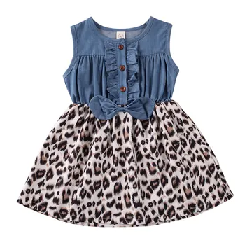 ZDA Malčka Otroci Baby Girl Obleke Princess Stranka Obleko Ruffle Lok Leopard Obleko brez Rokavov 1-6T