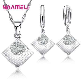 Novi Modni Nakit Set za Ženske Femme 925 Sterling Srebro Izdolbla Kvadratnih Srce Ovalne Waterdrop Geometrijske Avstrijski Crystal Sets