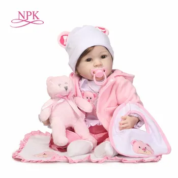 NPK Silikonski Prerojeni Baby Lutke 22 Palčni Nov Modni 55 cm Realne Lep čudovit lica dekle nosi obleko Otroci igrače