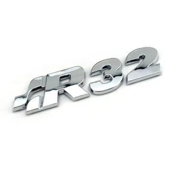 Chrome Simbol Za Volkswagen R32 R35 R36 TDI R 3.2 L 3.6 L V6 Sprednja Maska karoserije Boot Nalepke Nalepke Srebro Auto Spremembe