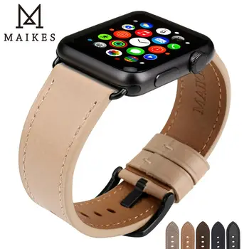 MAIKES Za Apple Watch Band 44 mm 40 mm 42mm 38 mm Serije 6 5 4 3 2 Vsi Modeli iWatch Zapestnica Usnje Apple Watch Trak Watchband