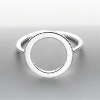 Sterling Srebrni prstan Krog Krog Odprt raztegljivo obroč za Ženske Stackable Osebnost Preprost Prstan