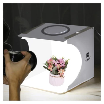 9-palčni Namizni Foto Zložljive Luči Polje Fotografija Studio za Fotografiranje Softbox Lightbox 2 LED 6-Barvno Ozadje za Telefon, Fotoaparat