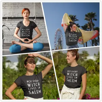 Salem T-Shirt Ni Vsaka Čarovnica Živi V Salem T Shirt Vzorec O Vratu Ženske tshirt Nova Moda Plus Velikost Dame Tee Majica