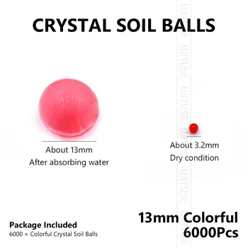 6000pcs 13mm Kristalno tal spraviti multicolor kristalno kroglice žogo polimer hydrogel rast kristalov čarobno dekoracijo poroke orbeez