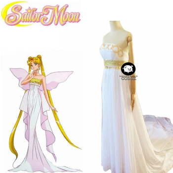 Ženske Sailor Moon Princess Vedrino Usagi Tsukino Lady Cosplay Kostum Žogo Obleke Noč Čarovnic, Božič Stranka Dolgo Belo Obleko Cev