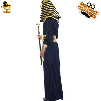 DSPLAY Cosplay Moški Kostum Modnih Oblačil Faraon Prugasta Klobuk Črnih Delov Haljo Zlato Ovratnik Temperament Skrivnostno Kostum