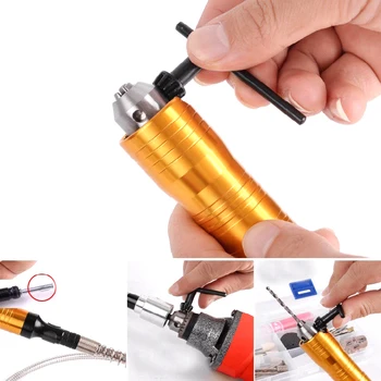6 mm Rotacijski Kotni Brusilnik Prilogo Prilagodljiv Flex Gred + 0.3-6,5 mm Vrtalne Vpenjalne Handpiece Za Napajanje Električnih Vrtanje Orodje Dremel