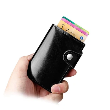 1 Kos Pravega Usnja Cizicoco Kovinski Moških Imetnika Kartice RFID Aluminija Imetnik Kreditne Kartice Z RFID Blokiranje Mini Magic Denarnice