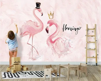 Beibehang ozadje po Meri pink flamingo otroški sobi v ozadju stene doma dekoracijo dnevne sobe, spalnice 3d ozadje freske
