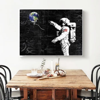 WANGART Astronavt Prostor Sanjajo Zvezde Planet Olje Slikarsko Platno Stenske Slike za dnevno Sobo Plakate in grafike Doma Dekor