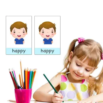 14pcs Montessori Otroci angleški Učnih Kartic Risanka Čustva Flash Kartic za Otroke Baby Začetku Izobraževalne Pomnilnika, ki je Igra Igrače