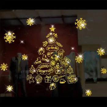 Božič Statične Okno Nalepke, Božični Okraski Zlati Stekleno Okno Ozadje Ravno Santa Claus Stenske Nalepke Doma Dekor
