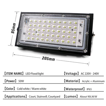 Vodotesen Ip65 LED Poplav Svetlobe 50 W AC 220V 240V Pozornosti Prostem Vrt Razsvetljavo Led Reflektor Litine lahkih Reflektorji