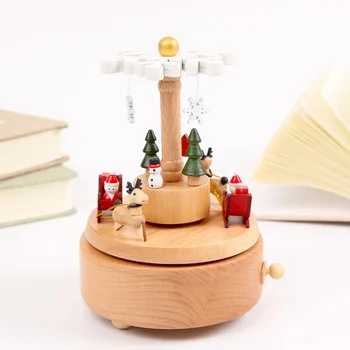 Lesene vrtiljaka music box Božično drevo obliko obrti igrače za otroke retro Božično darilo za rojstni dan Letnik Dodatki, igrača