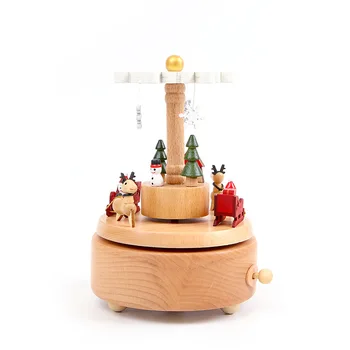 Lesene vrtiljaka music box Božično drevo obliko obrti igrače za otroke retro Božično darilo za rojstni dan Letnik Dodatki, igrača