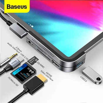 Baseus USB C SREDIŠČE Za iPad Pro Za 12,9 11 2018 Tip C SREDIŠČE za HDMI USB 3.0 PD Vmesnik 3.5 mm Jack USB-C ZVEZDIŠČE USB Adapter Za MacBook Pro