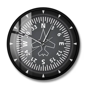 Directional Gyro Kompas Flight Instrument Moderne Stenske Ure Letenja Pilota UMETNOST Letenja Doma Dekor Stene Gledajo Tiho Pometel