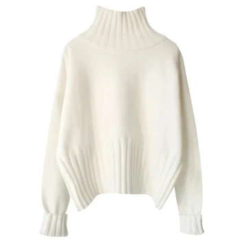 2020 jesen/zima visoko vratu puloverju pulover ženske, slim pleteni pulover puloverju mehko belo
