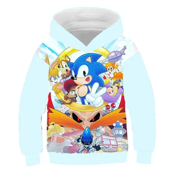 Jeseni Fantje Oblačila Majica Sonic Hedgehog 100-160 CM Visoko Otroci Hoodies Otroci Harajuku Risanka Ulične Baby Vrhovi