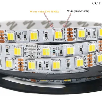 SMD5050 DC12V 300LED 5m RGB + SCT SCT W & WW LED Trak svetlobe Dvojno Bela 2 v 1 Barvne Temperature LED trak niz Pasov, Razsvetljavo