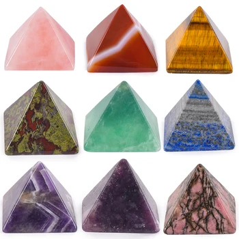 Debelo Gemstone Piramida Figur Mini Crystal Energy Healing Naravnega Kamna Egiptovski FengShui Kip Vzorcu Doma Dekor Model
