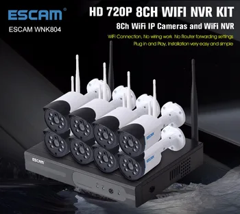 ESCAM WNK804 720P CCTV sistema 8CH HD brezžični NVR komplet Outdoor IR Nočno Vizijo IP WIFI KAMERA varnostni sistem nadzora