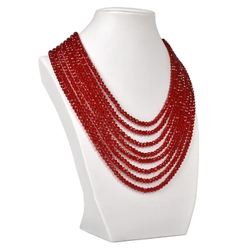 Rdeča večplastnega krog in nepravilne oblike rezanja, pearl in Kristalno Steklo gemstone ogrlice vam ognjeno strast