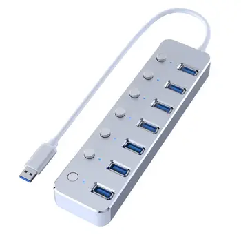 2021 Novo Aluminija USB 3.0 Hub 7 Vrata USB Podaljšek Splitter z Individualno Stikalo Za vklop/Izklop