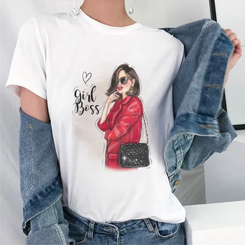 Poletje je Natisnjena Seksi Dekle, ki je Sedel Na Limuzina Majica s kratkimi rokavi Ženske Harajuku Modi Tshirt Grafika, Risanke Vrhovi korejskem Slogu Ženska T-shirt majica