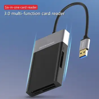 6 v 1 Več Pomnilniških Kartic ABS in Aluminijevih Zlitin Lupini PVC Žice, 2 Port HUB USB 3.0, da XQD/TF/Secure Digital Kartica