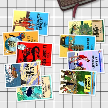 Trgatev Adventures of Tintin francoske Risanke Klasične Dopisnica 30 kos Set Voščilnice 30pcs/Veliko Dopisnica Dekoracijo Darilo