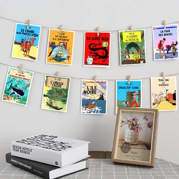 Trgatev Adventures of Tintin francoske Risanke Klasične Dopisnica 30 kos Set Voščilnice 30pcs/Veliko Dopisnica Dekoracijo Darilo