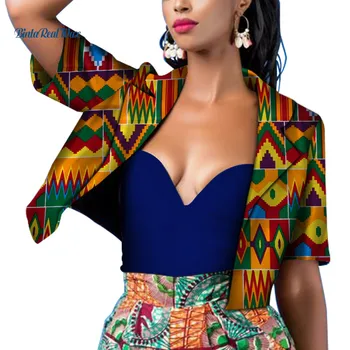 Afriške Tiskanje Vrh in Jakna za Ženske Bazin Riche 2 Kosa Top Jakna Bombaž Dashiki Ženske Afriška Oblačila WY3918