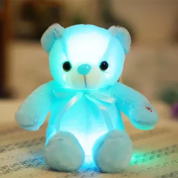 1pc 32 cm Pisane Žareče medvedek Plišastih Igrač Kawaii Svetlobna LED Luči Plišastih Medved Lutke, Nagačene Srčkan Darilo za Otroke Dekleta