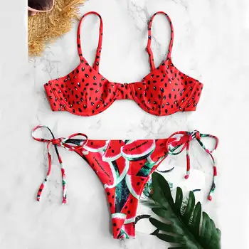 Push up brazilski kopalke ženske kopalke Seksi tiskanja bikini 2019 mujer Bandeau high cut kopalke ženske bikini komplet biquinis
