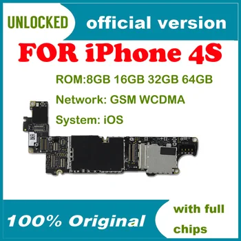 Brezplačno ICloud 8GB / 16gb / 32gb / 64gb Logiko Plošče Z IOS Funkcijo Odklenjen za IPhone 4s Matično ploščo Polno Žetonov Umts Gsm