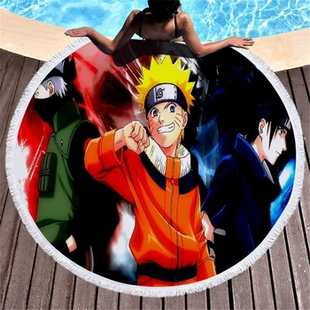 Anime Naruto Znak 3D Tiskanih Plaža Brisačo Vpojne Mehko Krog Mikrovlaken Brisačo Odrasli Otroci Plaža Preprogo, Tapiserija, Joga Mat