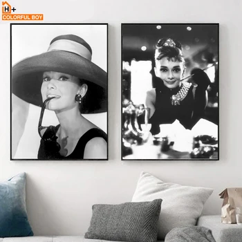 Audrey Hepburn Klasičnih Plakat Wall Art Platno Slikarstvo Nordijska Plakatov In Fotografij Črno Bele Stene Slik, Dnevna Soba Dekor